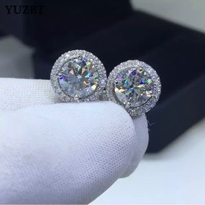 2CT+ All Moissanite Halo Stud Earrings in 925 Sterling Silver
